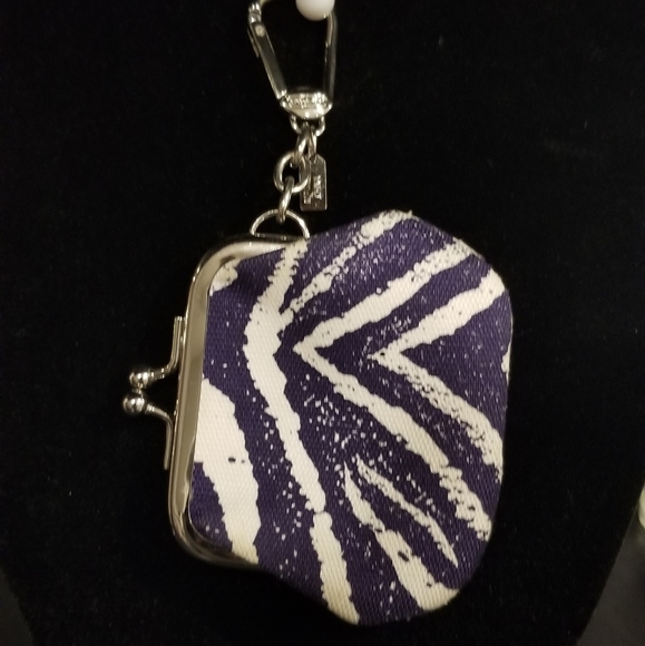 Coach Legacy Purple Zebra Coin Holder Keychain - Picture 4 of 4